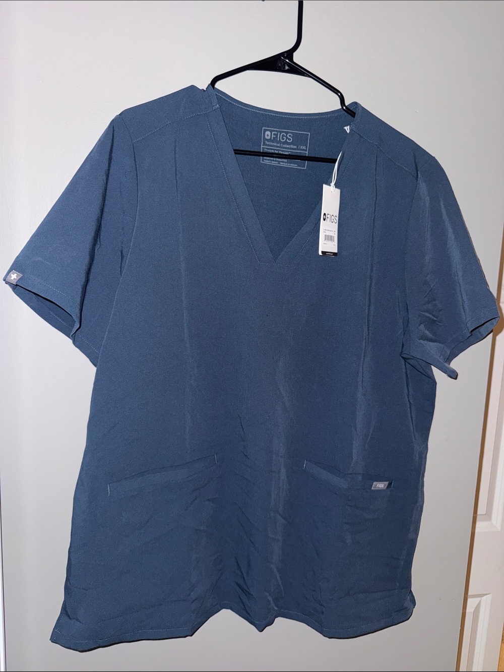 FIGS Slate Blue V-Neck Short Sleeve Scrub Top
